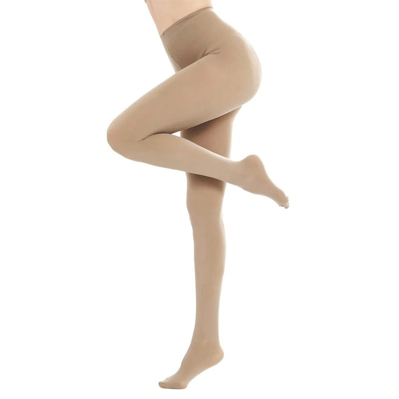 80D Burgundy Velvet Control Top Tights for Women