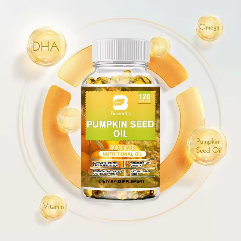 BEWORTHS Pumpkin Seed Oil Capsules – Brain, Prostate & Heart Health Support
