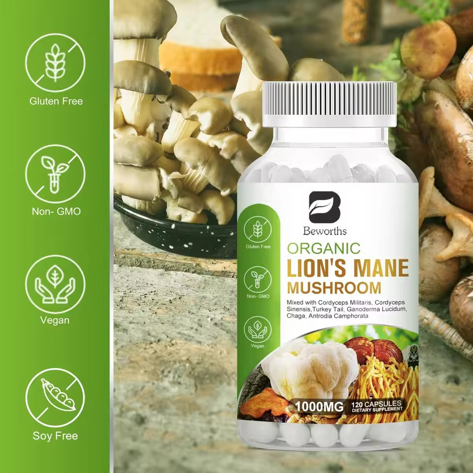 BEWORTHS Lion’s Mane Mushroom Capsules – Brain & Immune Health Support