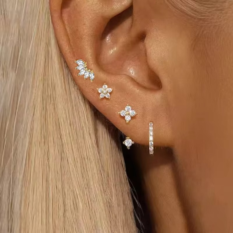 4PCS Zircon Hoop Earring Set – Women’s Cartilage Jewelry