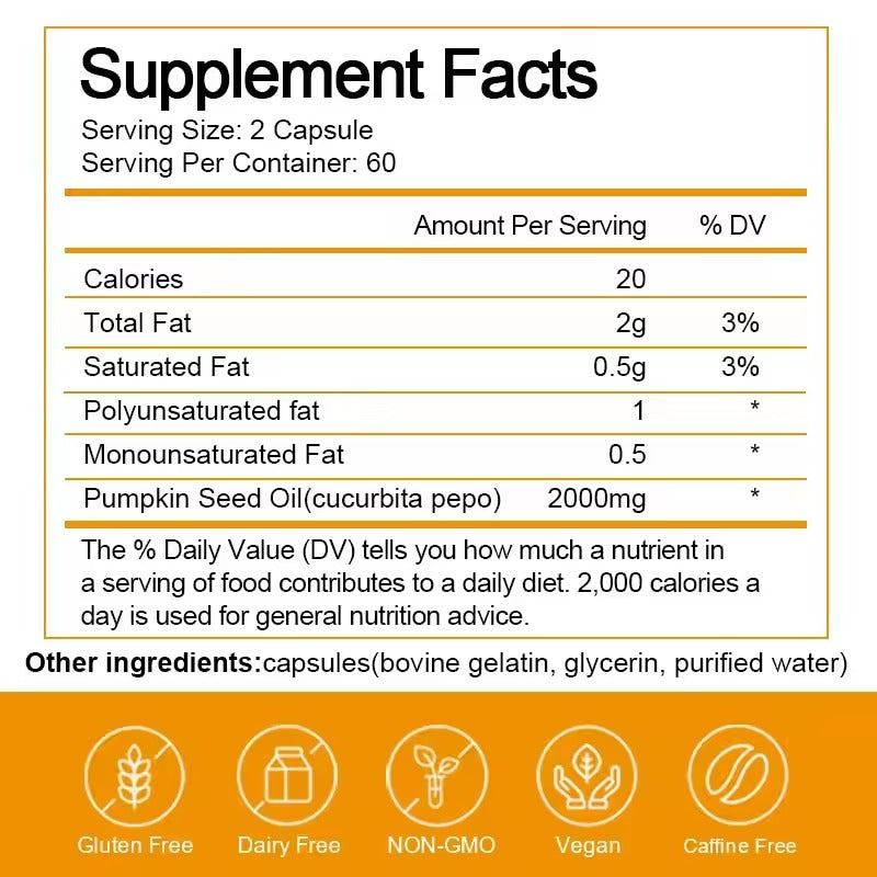 BEWORTHS Pumpkin Seed Oil Capsules – Brain, Prostate & Heart Health Support