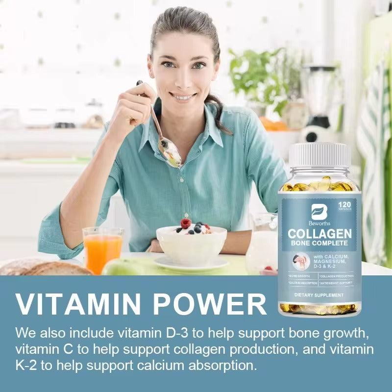 BEWORTHS Collagen Bone Capsules – Support Bone Growth, Collagen Production & Calcium Absorption