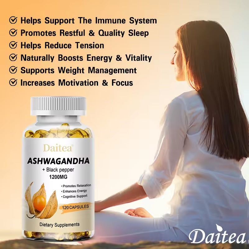 Ashwagandha Extract Capsules – Support Immune System, Sleep, Stress Relief & Mood Management