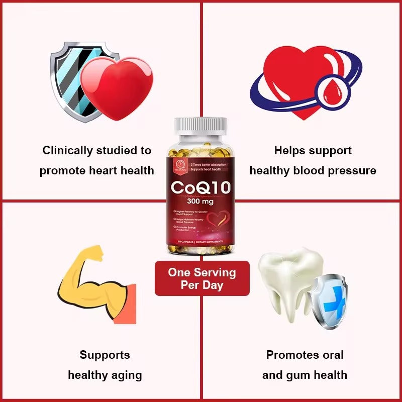 BBEEAAUU Coenzyme Q10 Capsules – Heart & Blood Pressure Support