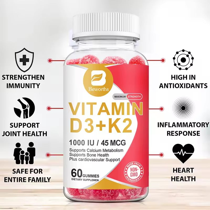 BEWORTHS Vitamin D3 + K2 Gummies – Bone & Muscle Health Support