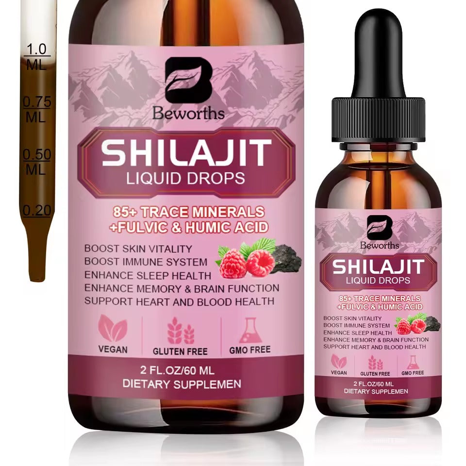 BEWORTHS 500MG Natural Shilajit Drops – Pure Mineral Supplement for Immune Support & Metabolism