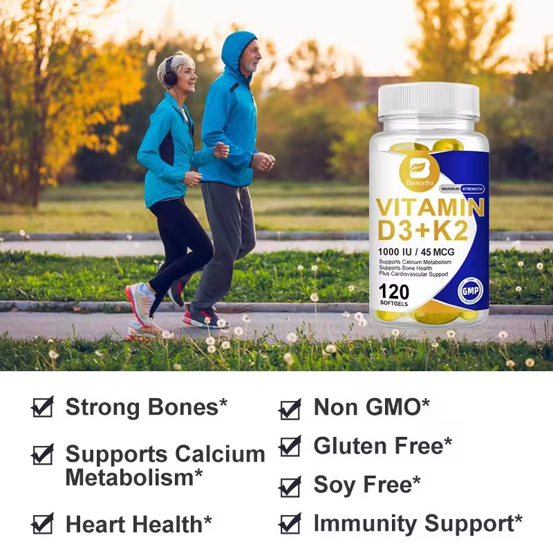 BEWORTHS Vitamin D3 & K2 Capsules – Strong Bones & Heart Health Support