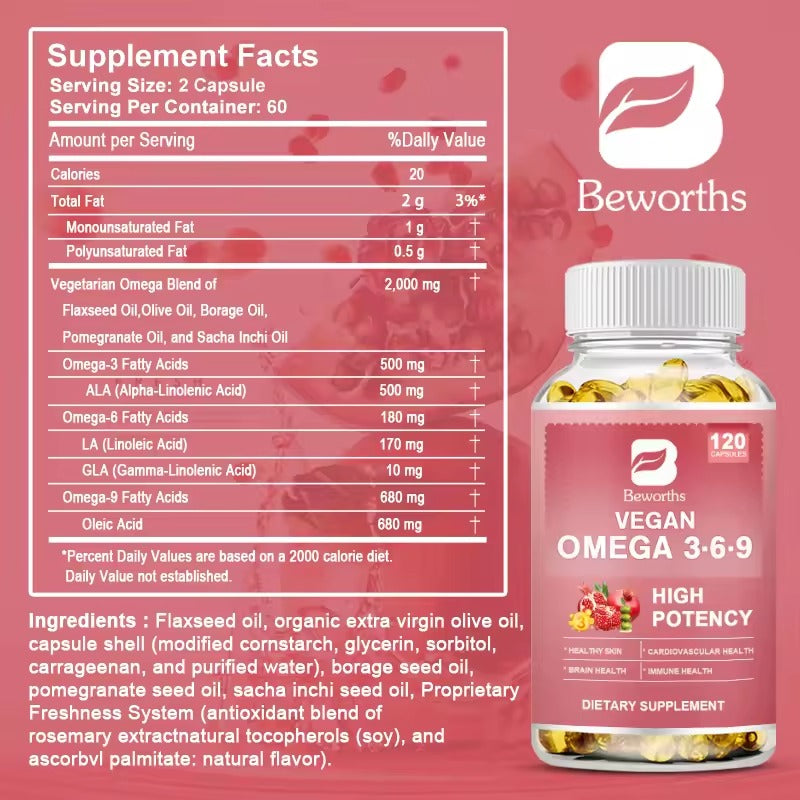 BEWORTHS Omega 3-6-9 Capsules – Essential Fatty Acids for Heart, Brain, Skin & Immune Health