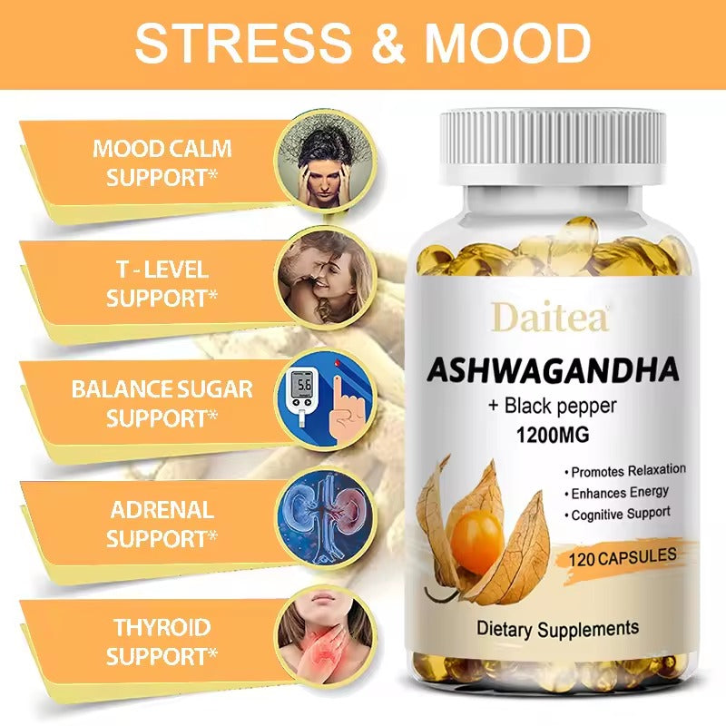 Ashwagandha Extract Capsules – Support Immune System, Sleep, Stress Relief & Mood Management