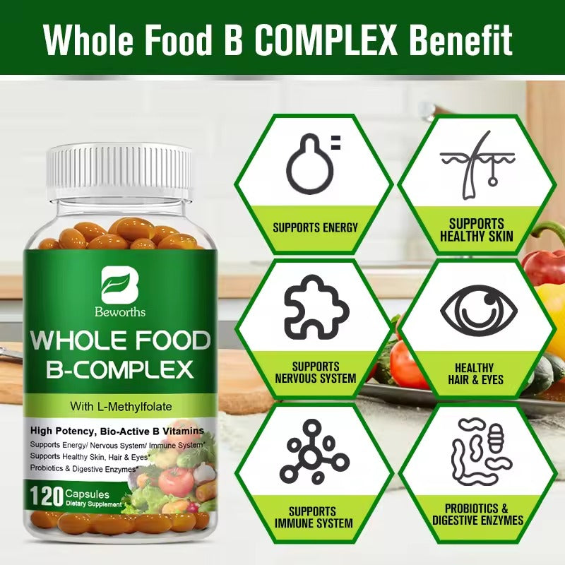 BEWORTHS Vitamin B Complex Capsules – Energy, Stress & Immune Support