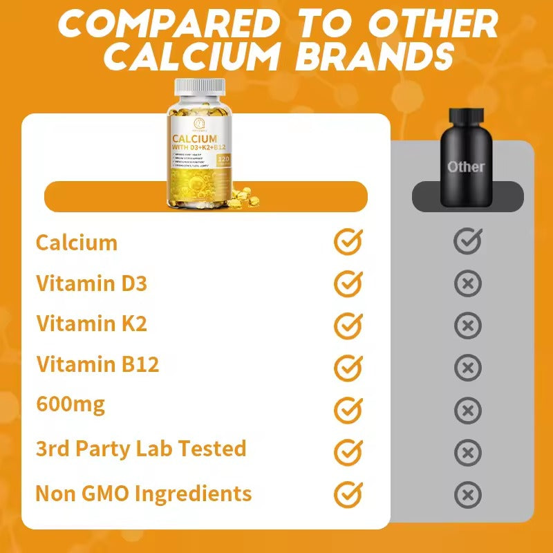 BBEEAAUU Calcium Supplement with Vitamin K2 & D3 – Strong Bones, Joint Mobility & Bone Density Support