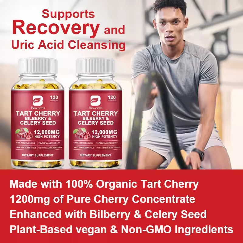 BEWORTHS Tart Cherry Extract Capsules with Celery Seed – Uric Acid Cleanse & Joint Support