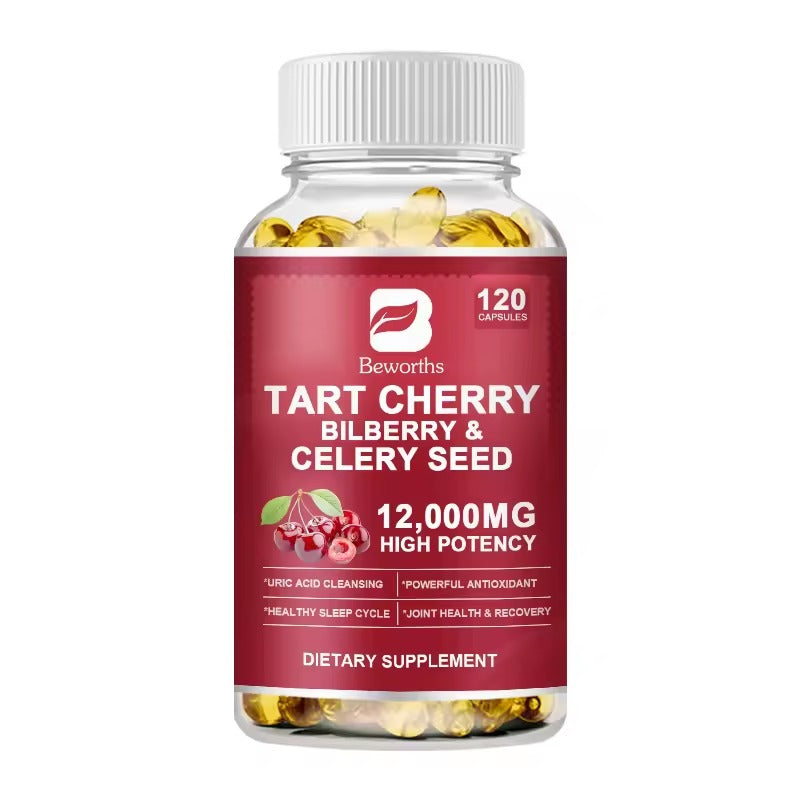 BEWORTHS Tart Cherry Extract Capsules with Celery Seed – Uric Acid Cleanse & Joint Support