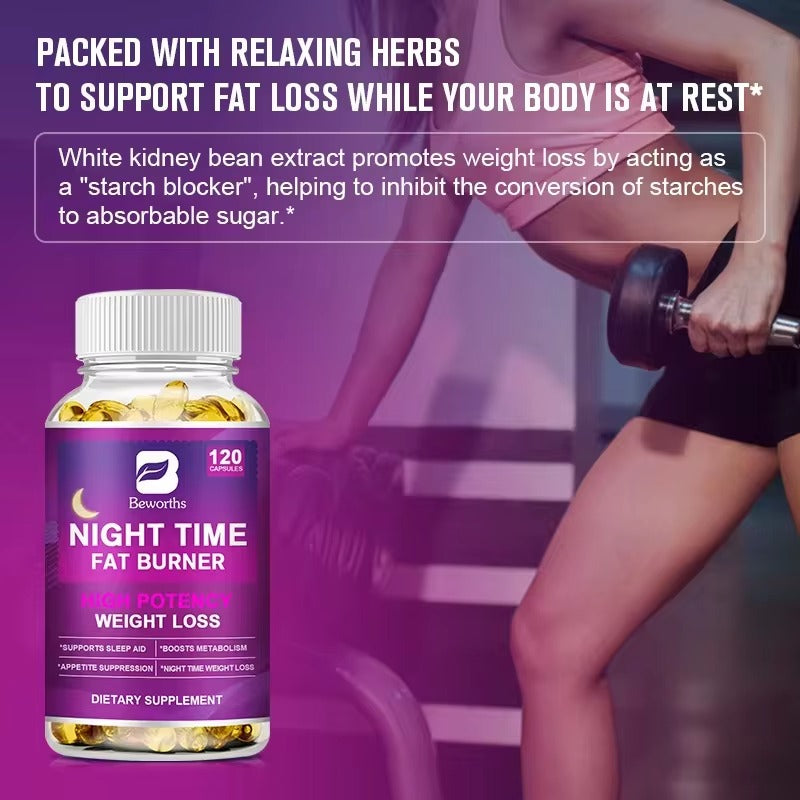 BEWORTHS Night Time Fat Burner Capsules – Weight Management & Detox Support
