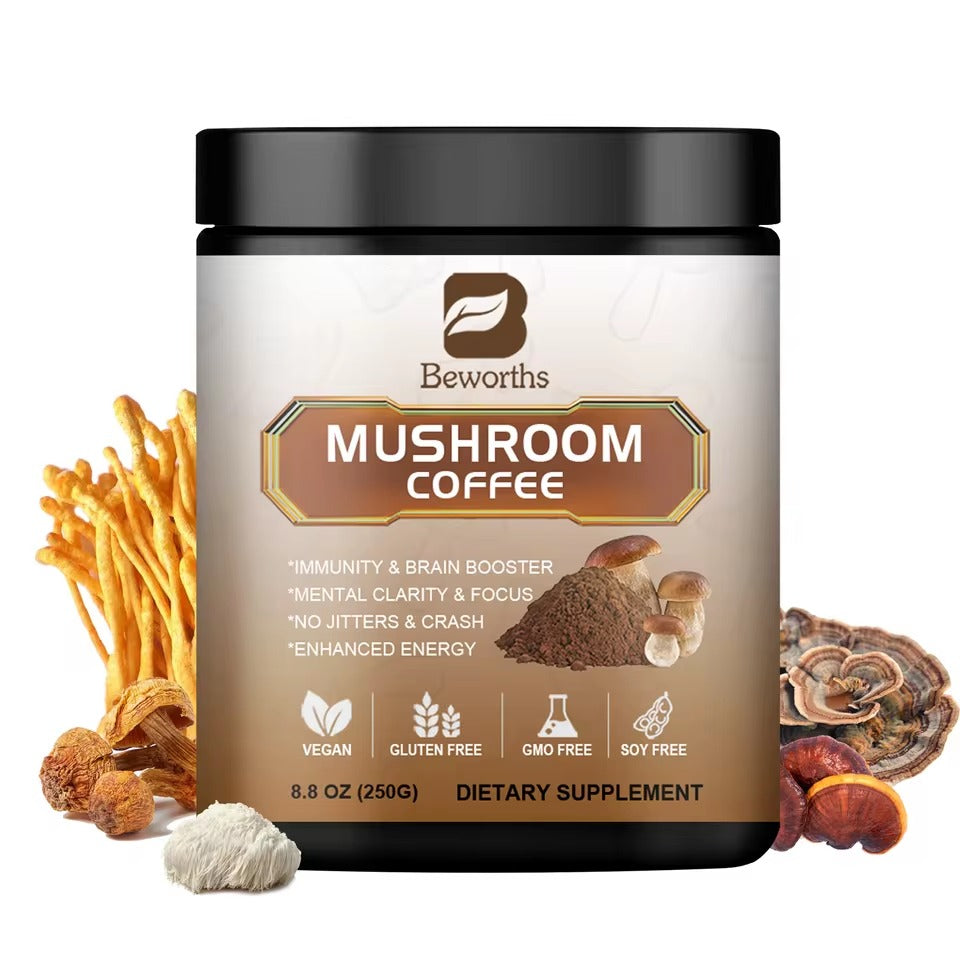 BEWORTHS Ultra-Concentrated Mushroom Coffee – Immunity, Focus & Memory Support