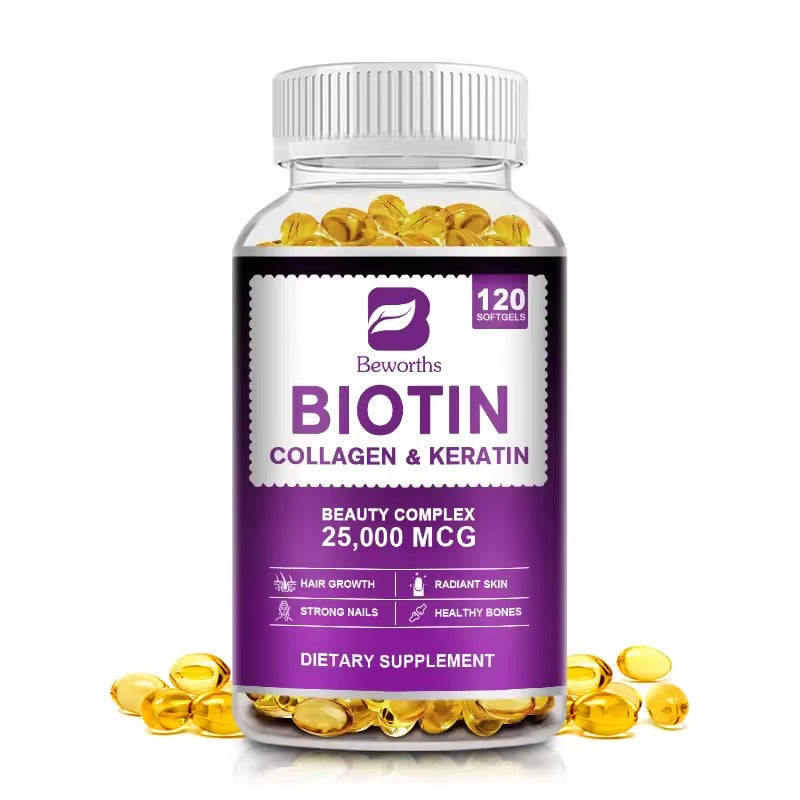 BBEEAAUU Collagen & Biotin Capsules – Hair Growth, Skin & Follicle Repair