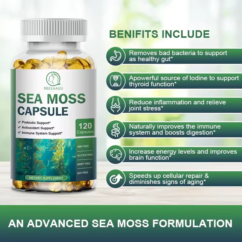 BBEEAAUU Sea Moss Capsules – Immune, Thyroid & Skin Health Support
