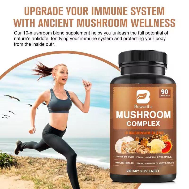 BEWORTHS Mushroom Capsules – Energy, Brain & Digestive Health Support