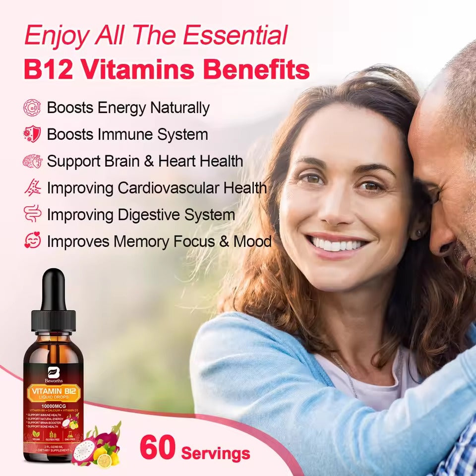 BEWORTHS Vitamin B12 & D3 Drink – Immune, Digestive, Brain & Heart Health Support