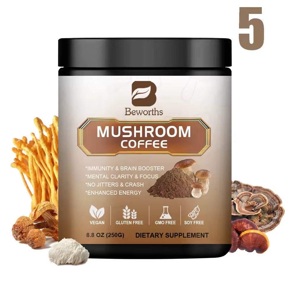 BEWORTHS Ultra-Concentrated Mushroom Coffee – Immunity, Focus & Memory Support
