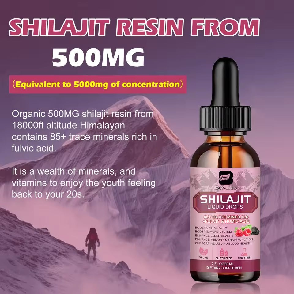 BEWORTHS 500MG Natural Shilajit Drops – Pure Mineral Supplement for Immune Support & Metabolism