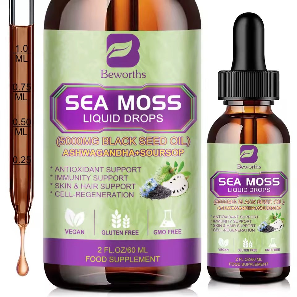 BEWORTHS Sea Moss & Soursop Graviola Extract Drops – Immune, Kidney & Digestive Health Support