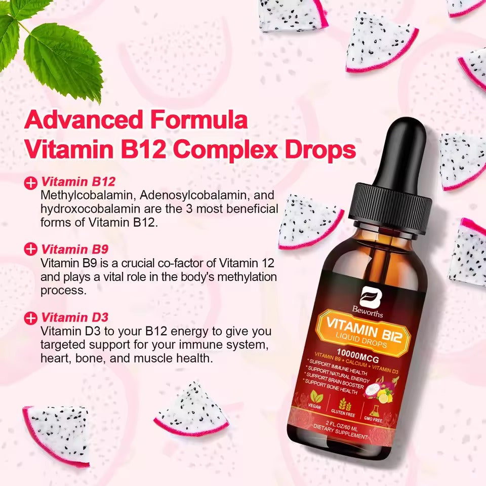 BEWORTHS Vitamin B12 & D3 Drink – Immune, Digestive, Brain & Heart Health Support