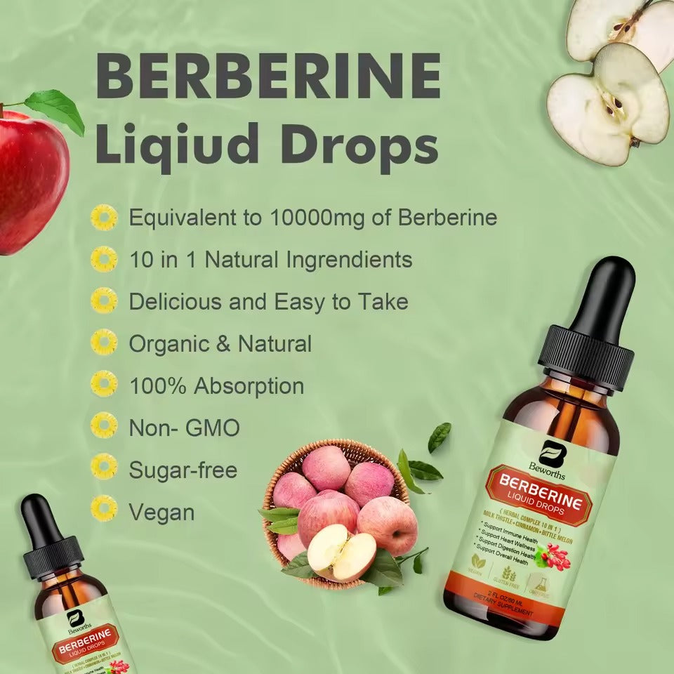 BEWORTHS Berberine Drops – Natural Support for Immunity, Digestion & Heart Health