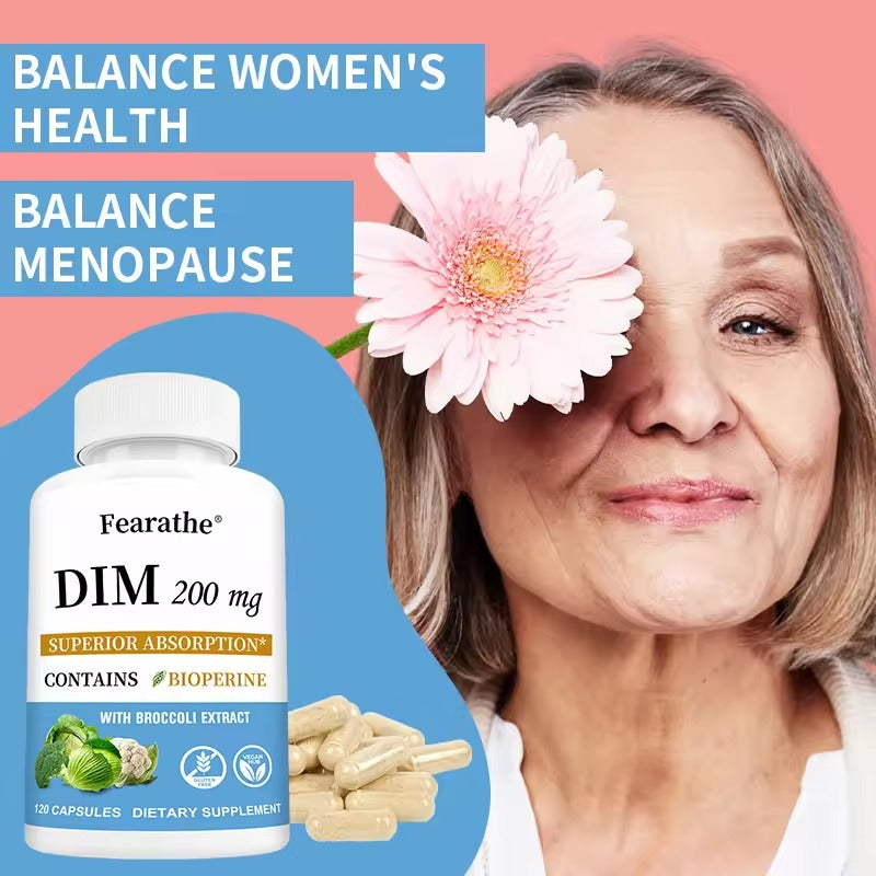 DIM Supplement 200mg – Endocrine Balance & Menopause Relief with Black Pepper