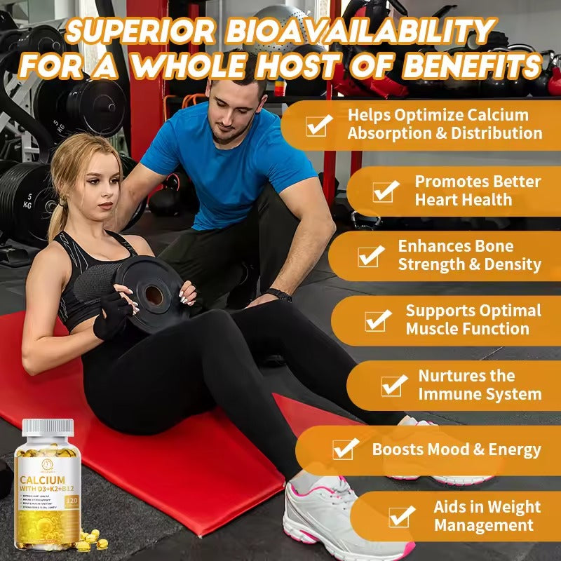 BBEEAAUU Calcium Supplement with Vitamin K2 & D3 – Strong Bones, Joint Mobility & Bone Density Support
