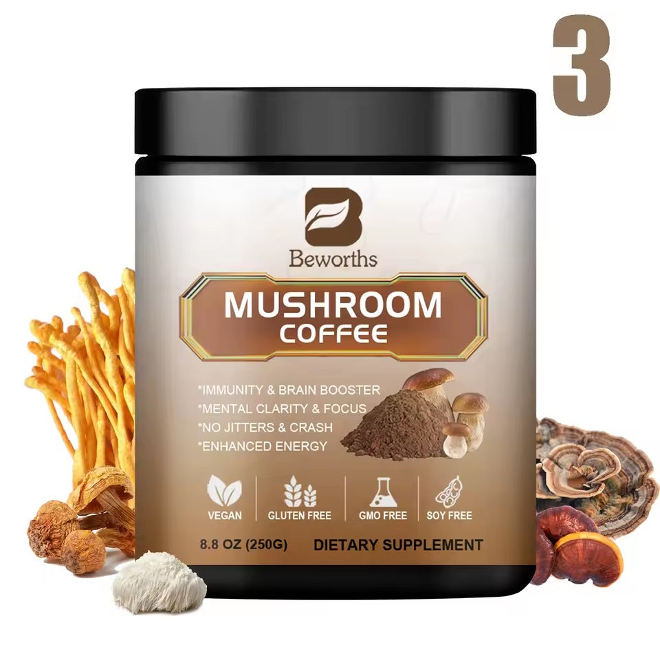 BEWORTHS Ultra-Concentrated Mushroom Coffee – Immunity, Focus & Memory Support