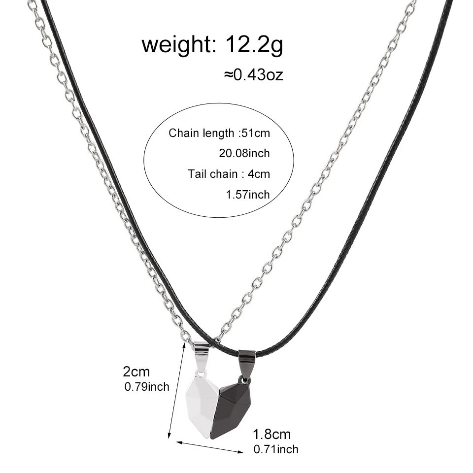 Magnetic Heart Couple Necklace Set