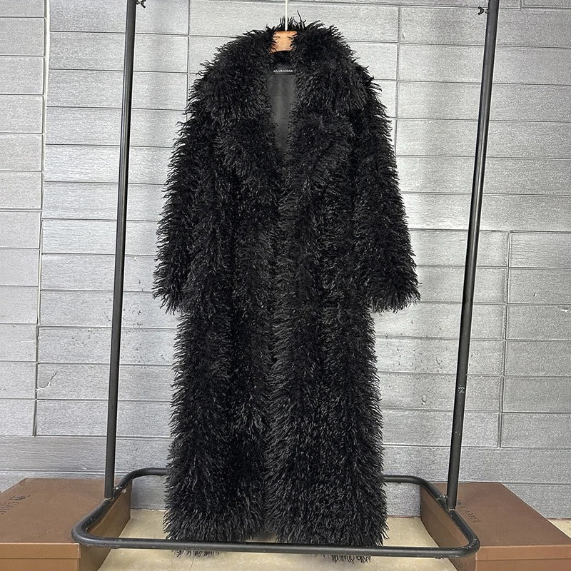 Autumn Winter Faux Fur Long Coat for Women
