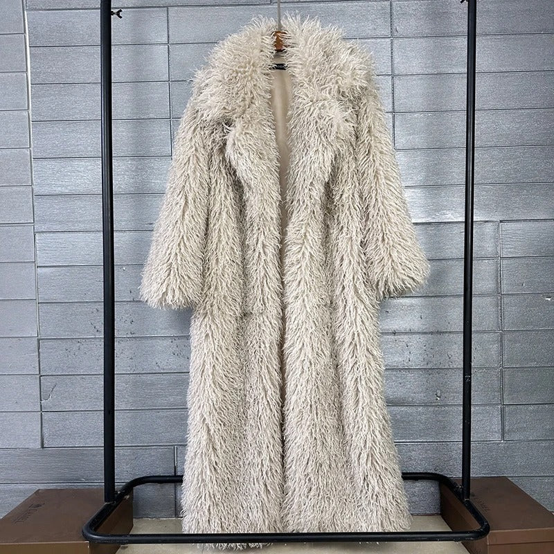 Autumn Winter Faux Fur Long Coat for Women