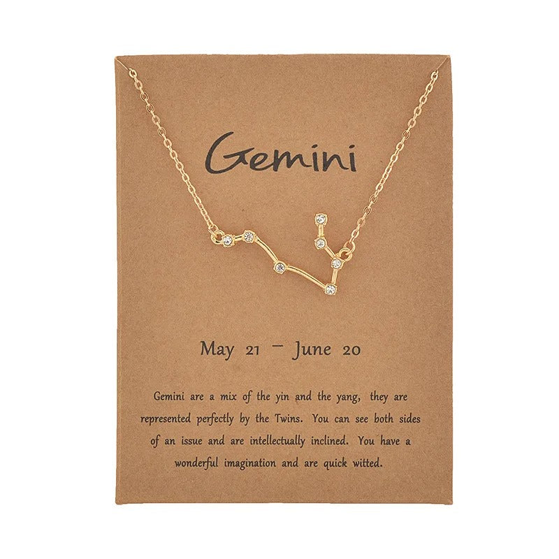 12 Zodiac Sign Pendant Necklace for Women