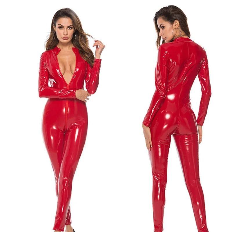 Hot Black Leather Bodysuit – Sexy Lingerie for Women