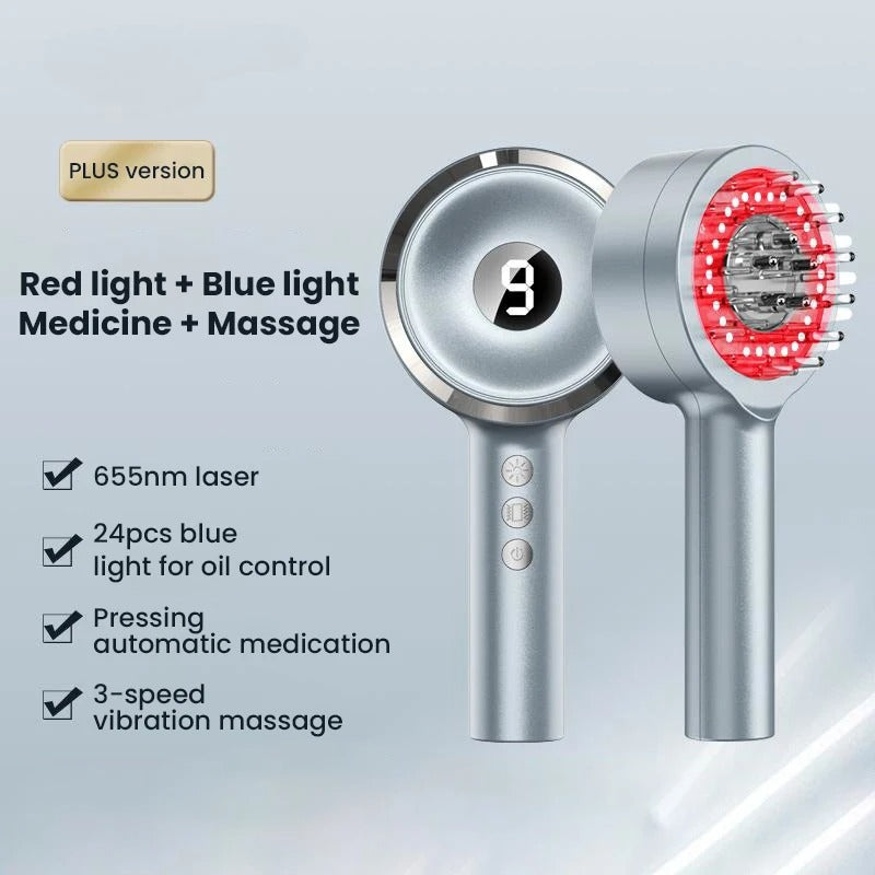 Household Hair Growth Comb – Laser Medicine Scalp Care, Red & Blue Light Therapy for Healthy Hair Growth