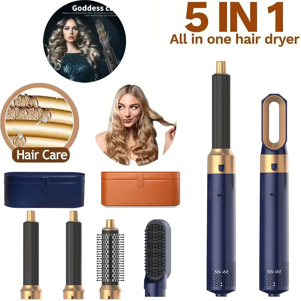 2024 New 5-in-1 Hair Dryer Hot Comb Set – Professional Curling Iron, Hair Straightener & Styling Tool for Dyson Airwrap