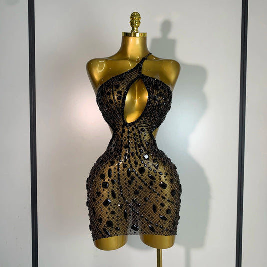 Backless Diamond Evening Gown Stage Outfit