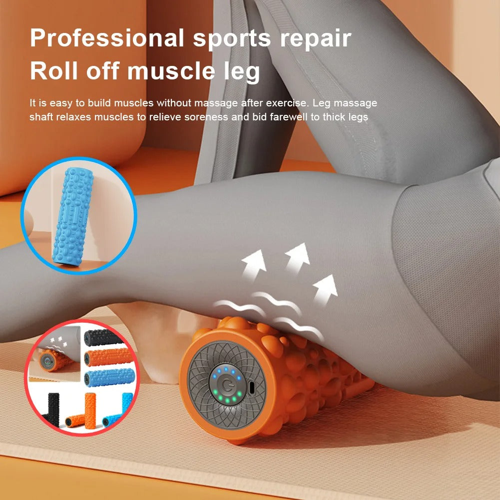Electric Vibrating Foam Roller – Rechargeable Massage Column with 5 Modes for Bodybuilding and Recovery