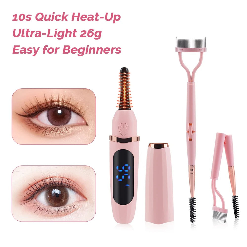 Electric Eyelash Curler – Long-lasting Curling Perm with Heating Eyelash Comb & Styling Makeup Tool