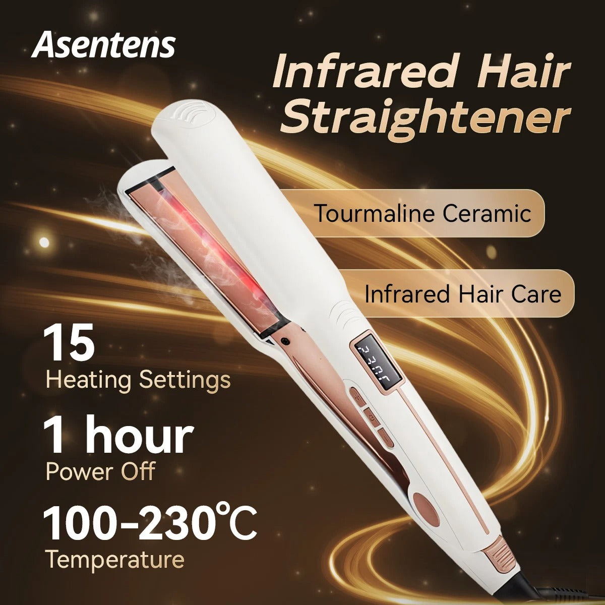 TQ-H2 Hair Straightener & Curler – Instant Heating with LCD Display, Infrared Hair Care for Dry & Wet Hair