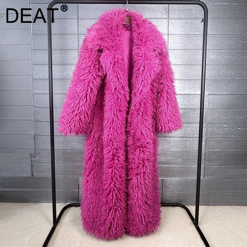 Autumn Winter Faux Fur Long Coat for Women
