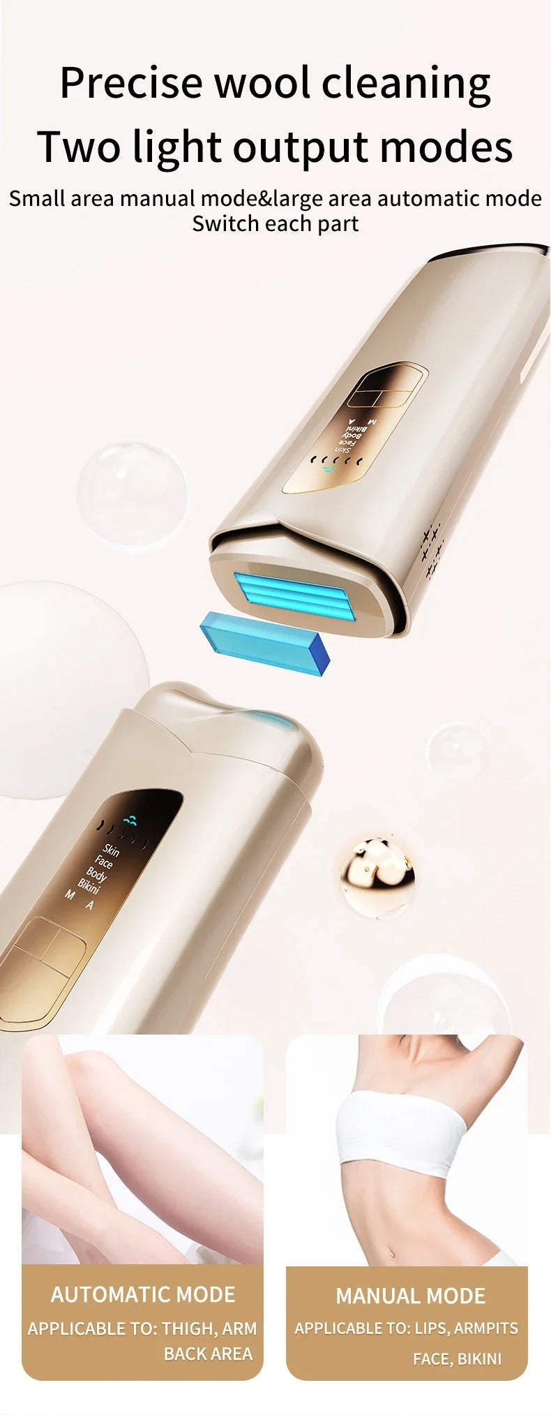 Ice Cooling IPL Laser Hair Removal Device – Permanent & Painless Hair Removal with 999,999 Flashes for Women