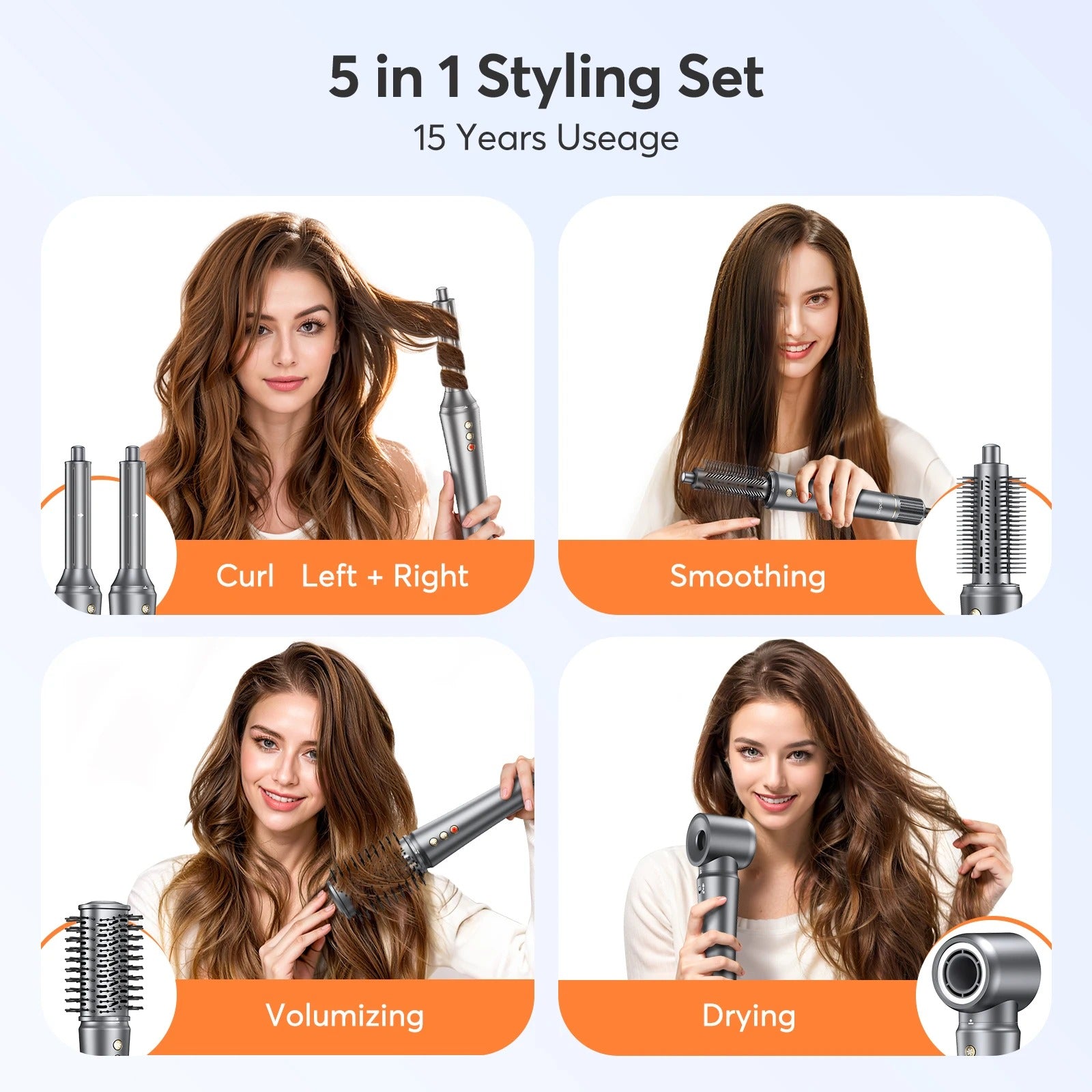 5-in-1 Multi Hair Styler – Curling Iron, Hot Air Brush & High-Speed Hair Dryer for Salon-Quality Results