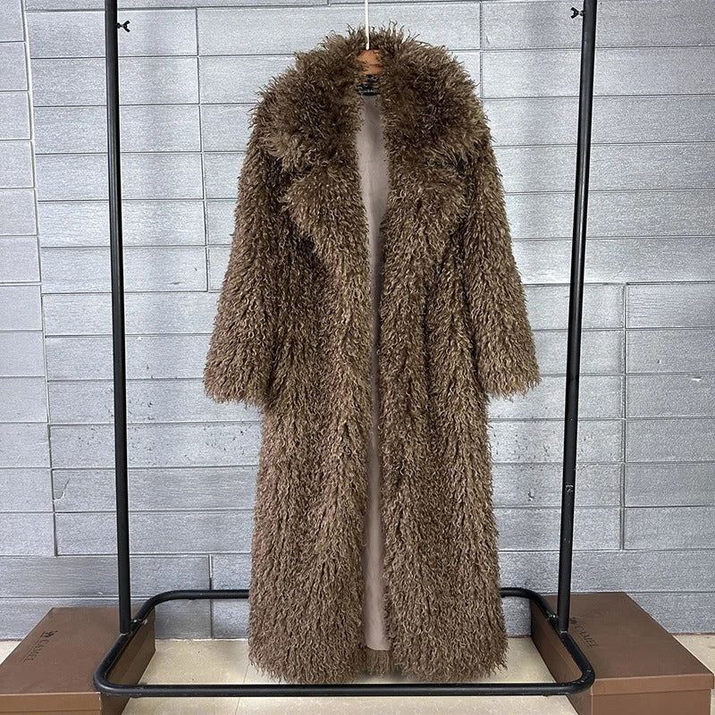 Autumn Winter Faux Fur Long Coat for Women