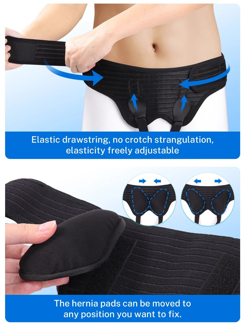 Lefeke Hernia Belt – Bilateral Double Inguinal Adjustable Support Truss for Men & Women with 2 Removable Compression Pads