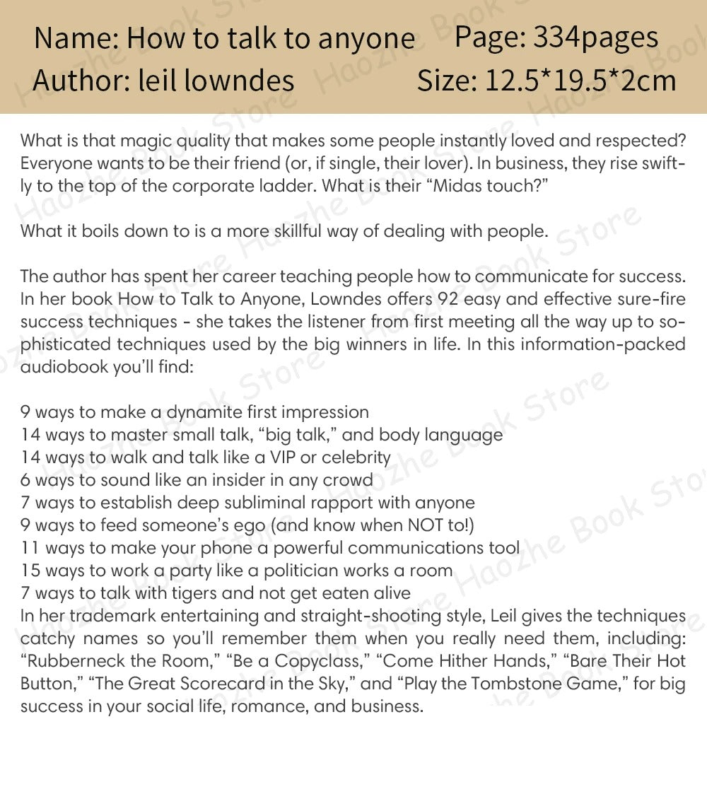 How to Talk to Anyone: 92 Little Tricks for Big Success in Relationships (Communication & Social Skills)