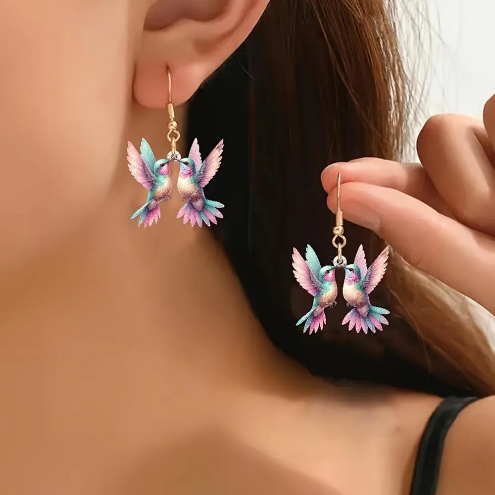 Acrylic Hummingbird Drop Earrings for Women