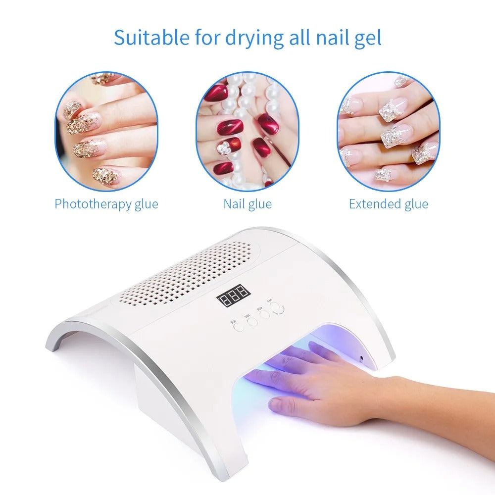 2-IN-1 Nail Dust Collector and Nail Drying Lamp – 80W Nail Dust Extractor & Gel Polish Dryer for Perfect Nails